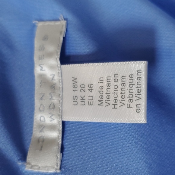 London Times Women's Crewneck Sleeveless A-line Dress ~ Blue Green White - Picture 10 of 10